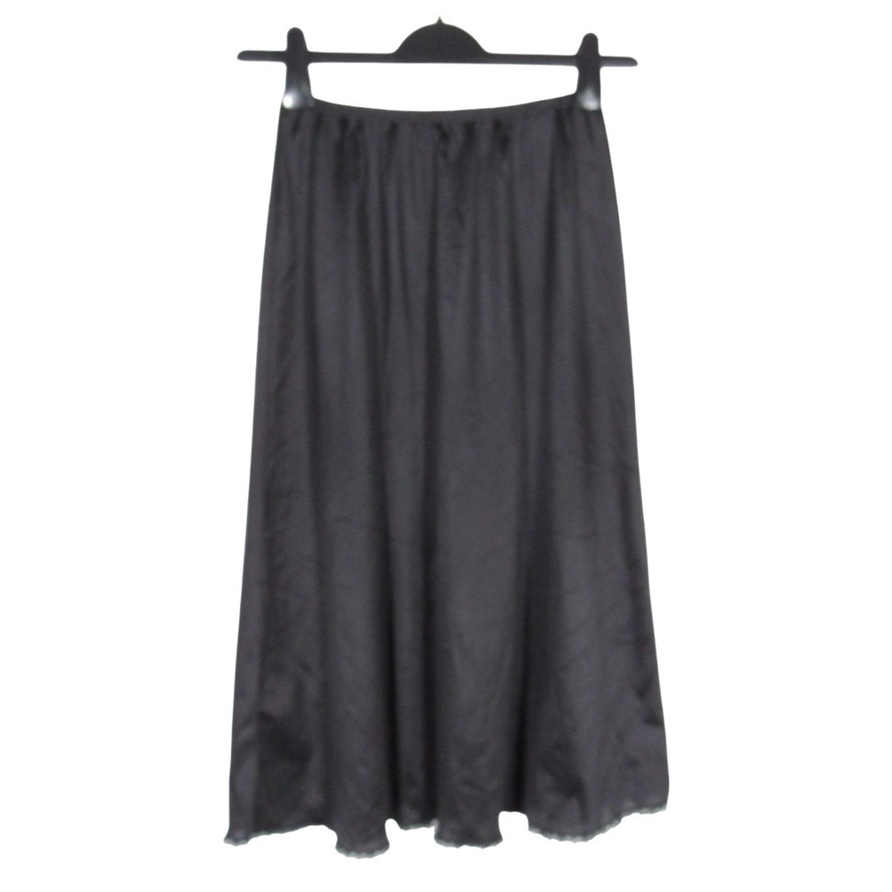 VTG VANITY FAIR Silky Smooth NYLON Black FLORAL LACE HEM A-Line HALF SLIP Sz S